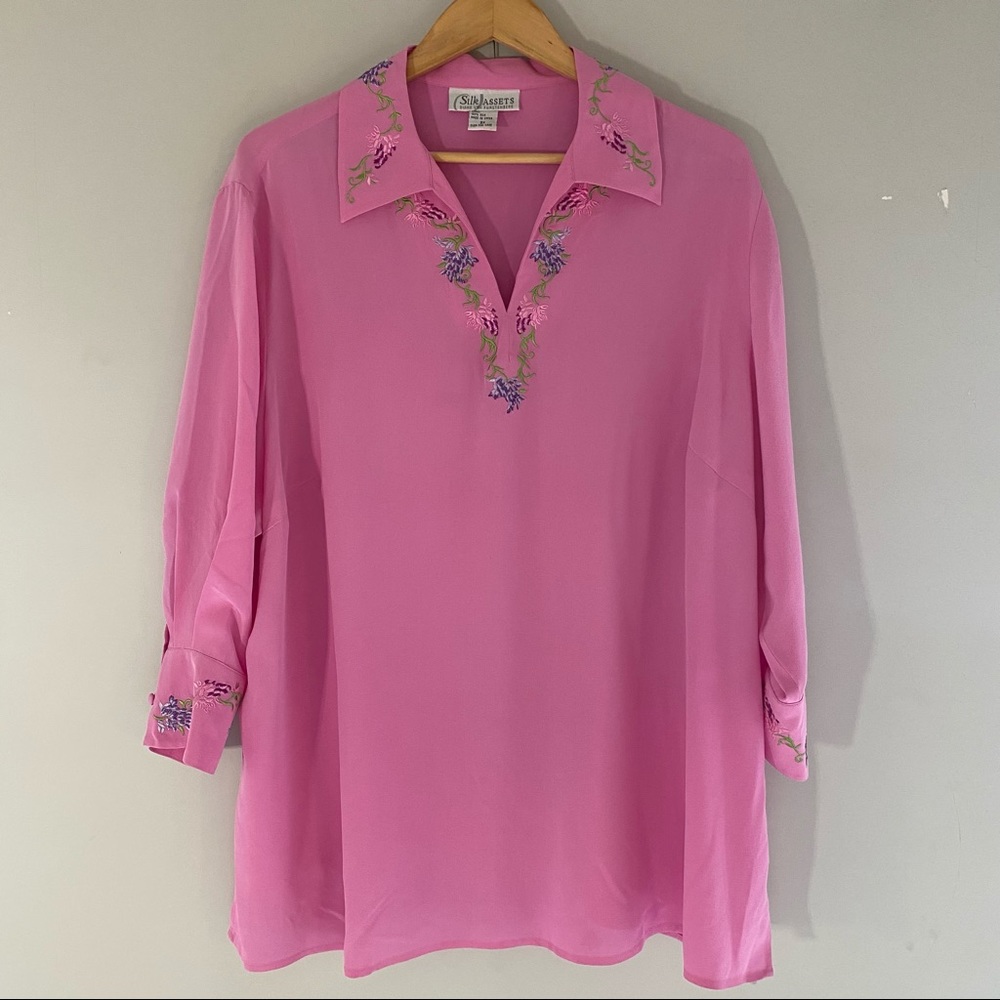 DVF - Silk Assets - Pink Silk Blouse - 2X